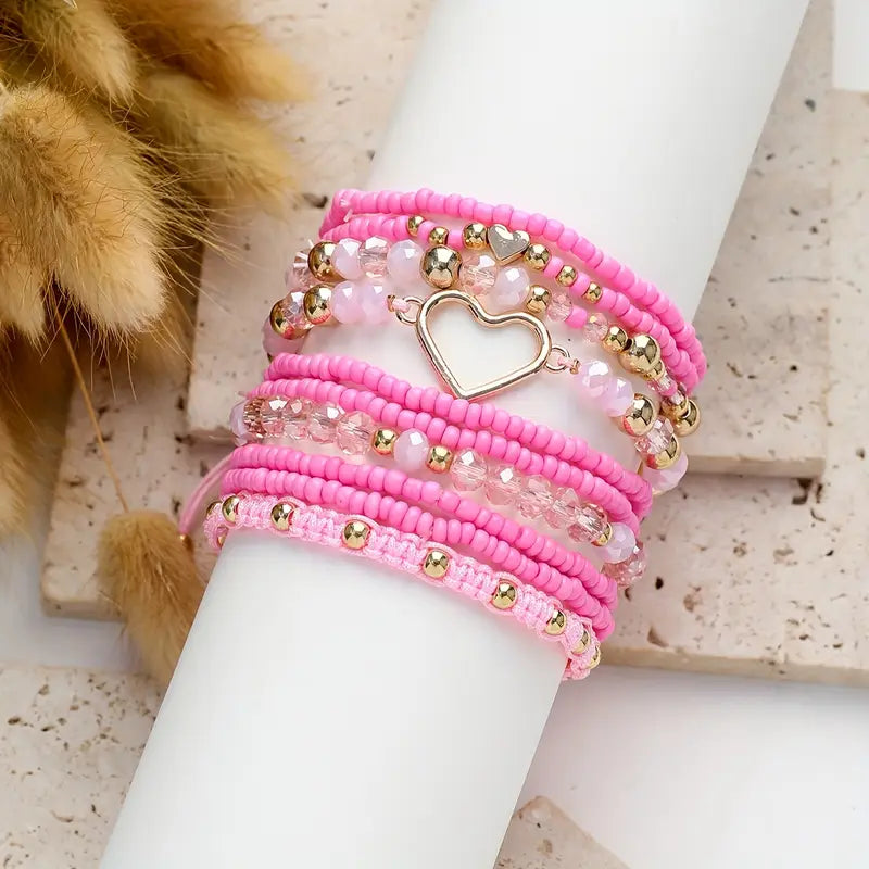 Heart Charmed Bracelet Set | Stöd bröstcancer