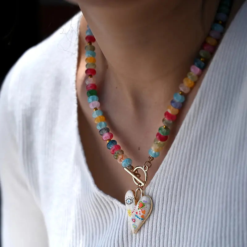 Colorful Charmed Necklace | Stöd bröstcancer