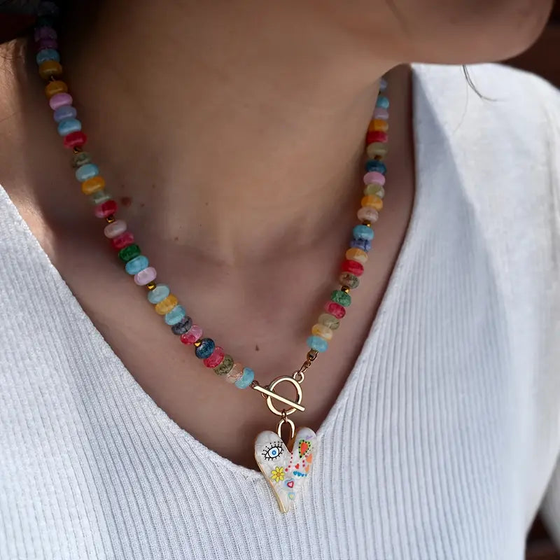Colorful Charmed Necklace | Stöd bröstcancer