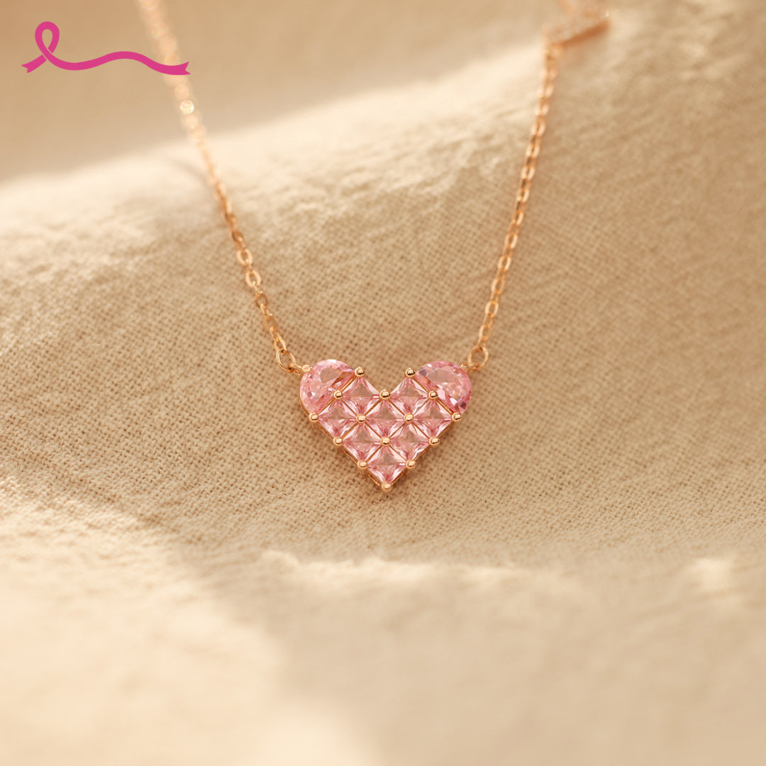 Pink Gold Heart Necklace | Stöd bröstcancer