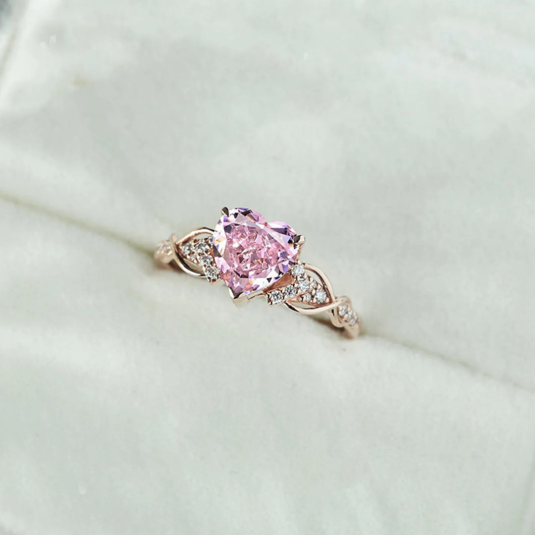 Pink Heart Diamond Ring | Stöd Bröstcancer