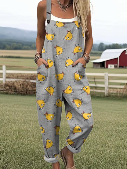 Anouk™ - Jumpsuit med kycklingmönster