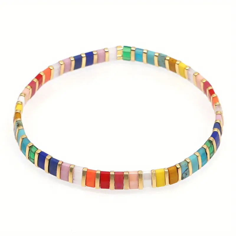 Colorful Glass-Beads Bracelet | Stöd bröstcancer