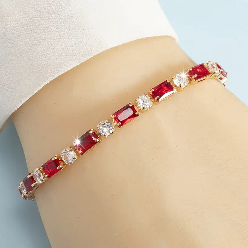 Rectangular Zirconia Bracelet | Støtt brystkreft