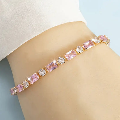 Rectangular Zirconia Bracelet | Støtt brystkreft