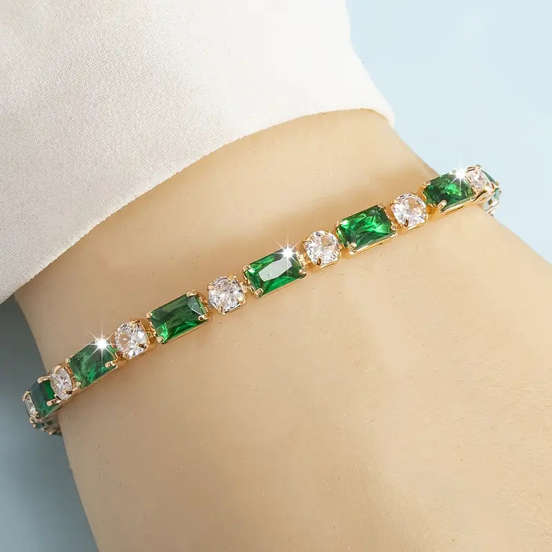 Rectangular Zirconia Bracelet | Støtt brystkreft