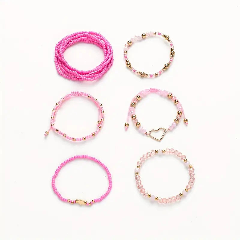 Heart Charmed Bracelet Set | Stöd bröstcancer