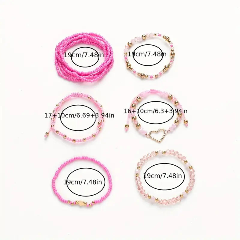 Heart Charmed Bracelet Set | Stöd bröstcancer