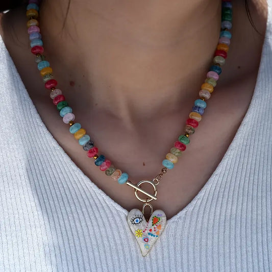 Colorful Charmed Necklace | Stöd bröstcancer