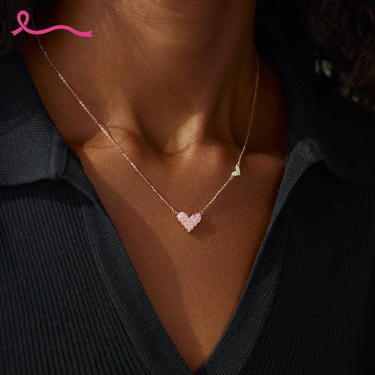 Pink Gold Heart Necklace | Stöd bröstcancer