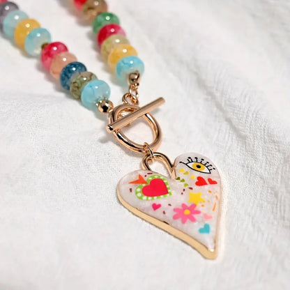 Colorful Charmed Necklace | Stöd bröstcancer