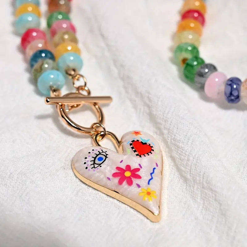 Colorful Charmed Necklace | Stöd bröstcancer