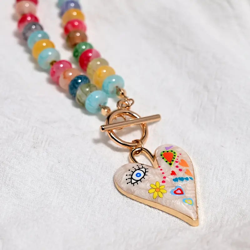 Colorful Charmed Necklace | Stöd bröstcancer