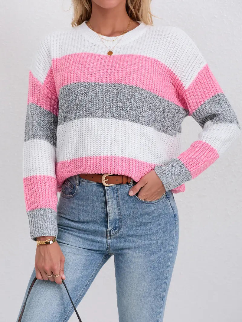 Color Block Sweater | Stöd Bröstcancer