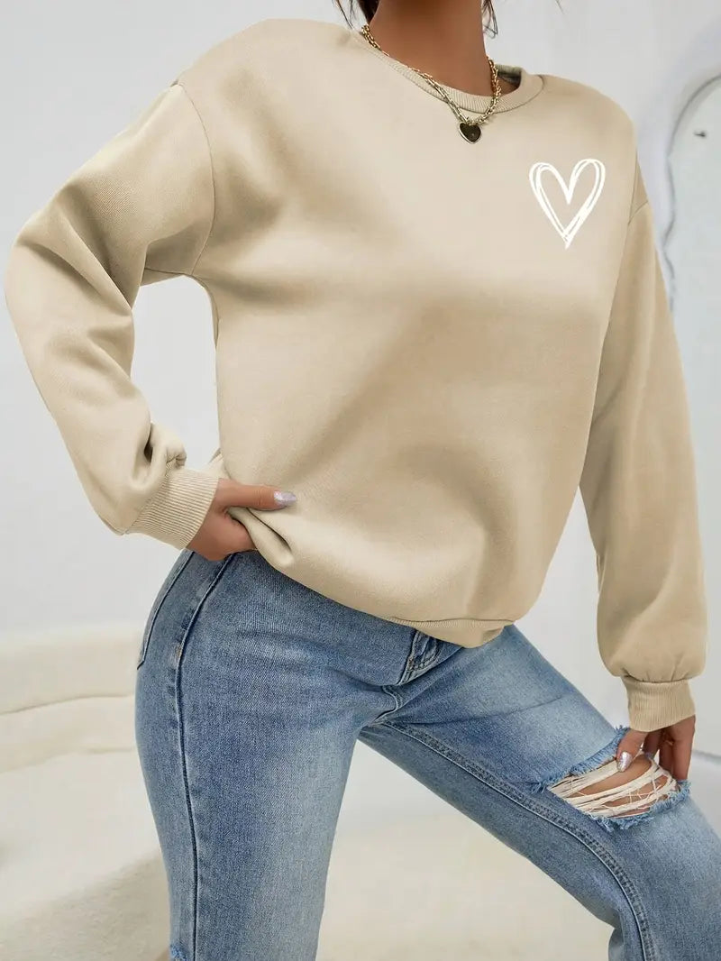 Heart Print Pullover | Stöd Bröstcancer