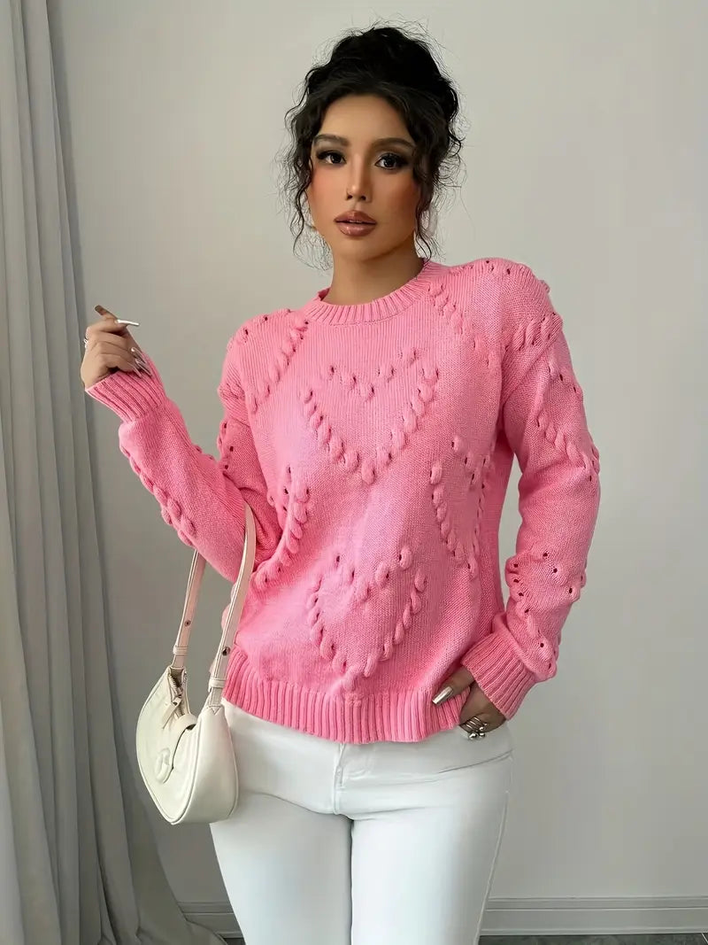 Embossed Heart Sweater | Stöd Bröstcancer
