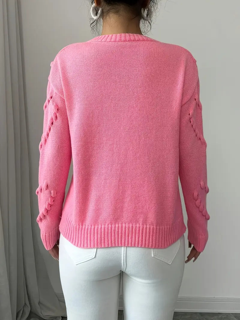 Embossed Heart Sweater | Stöd Bröstcancer