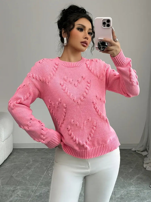 Embossed Heart Sweater | Stöd Bröstcancer