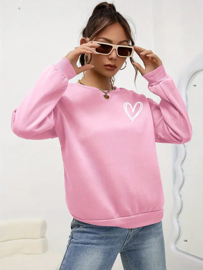 Heart Print Pullover | Stöd Bröstcancer