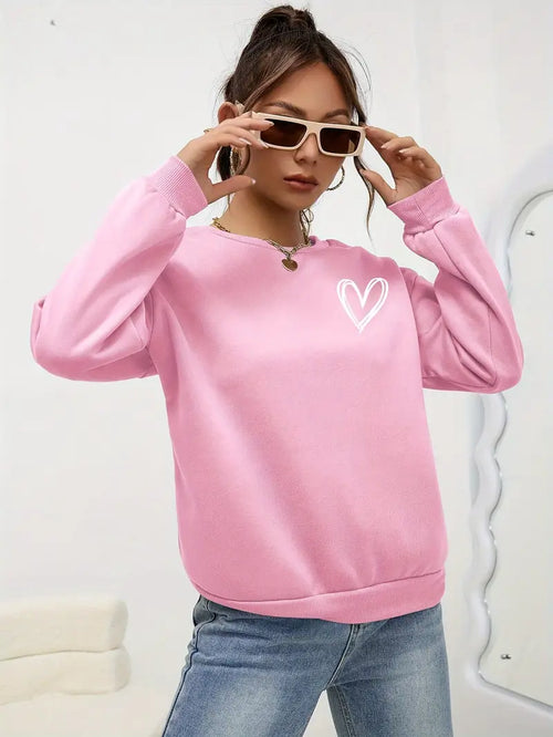 Heart Print Pullover | Stöd Bröstcancer