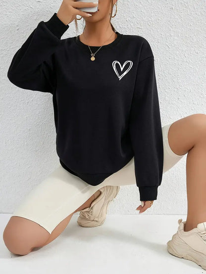 Heart Print Pullover | Stöd Bröstcancer