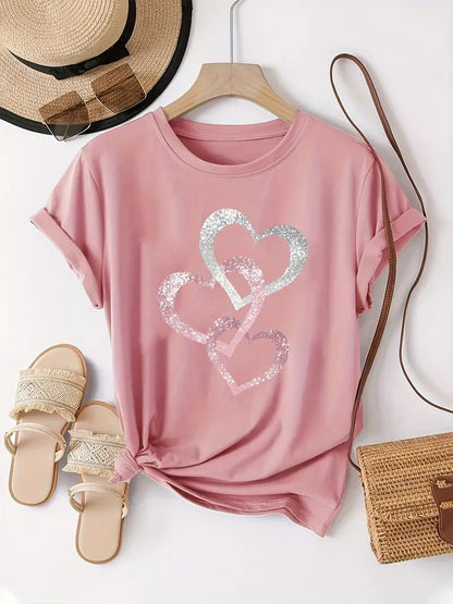 Glittered Hearts Shirt | Stöd Bröstcancer