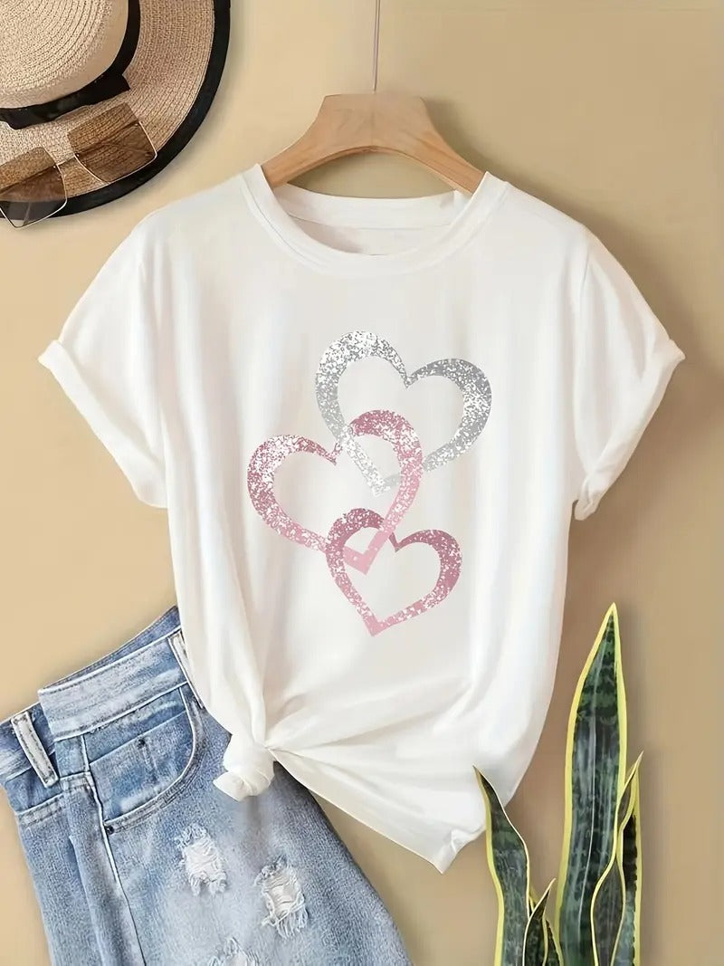 Glittered Hearts Shirt | Stöd Bröstcancer