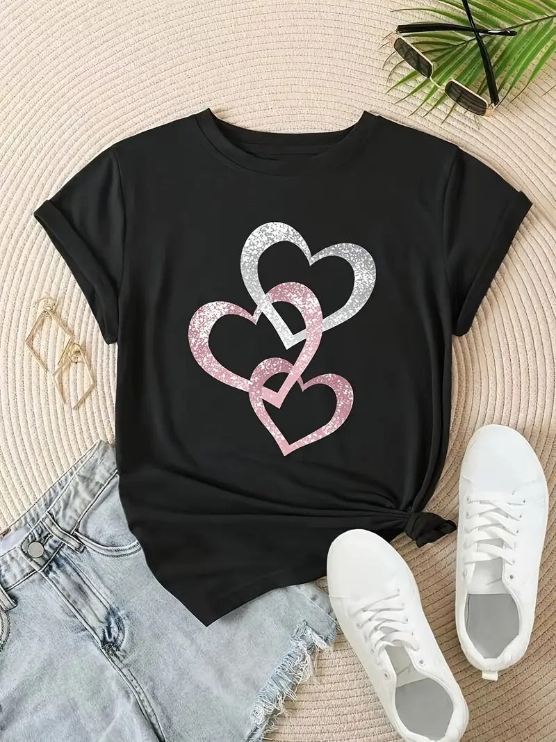 Glittered Hearts Shirt | Stöd Bröstcancer
