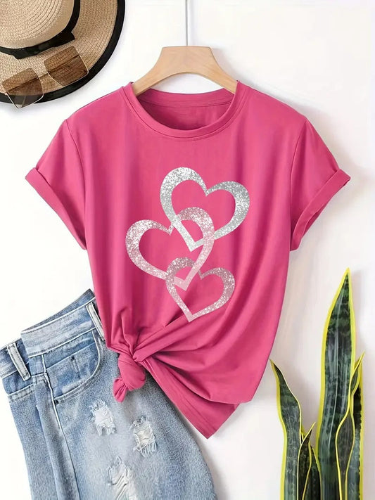 Glittered Hearts Shirt | Stöd Bröstcancer
