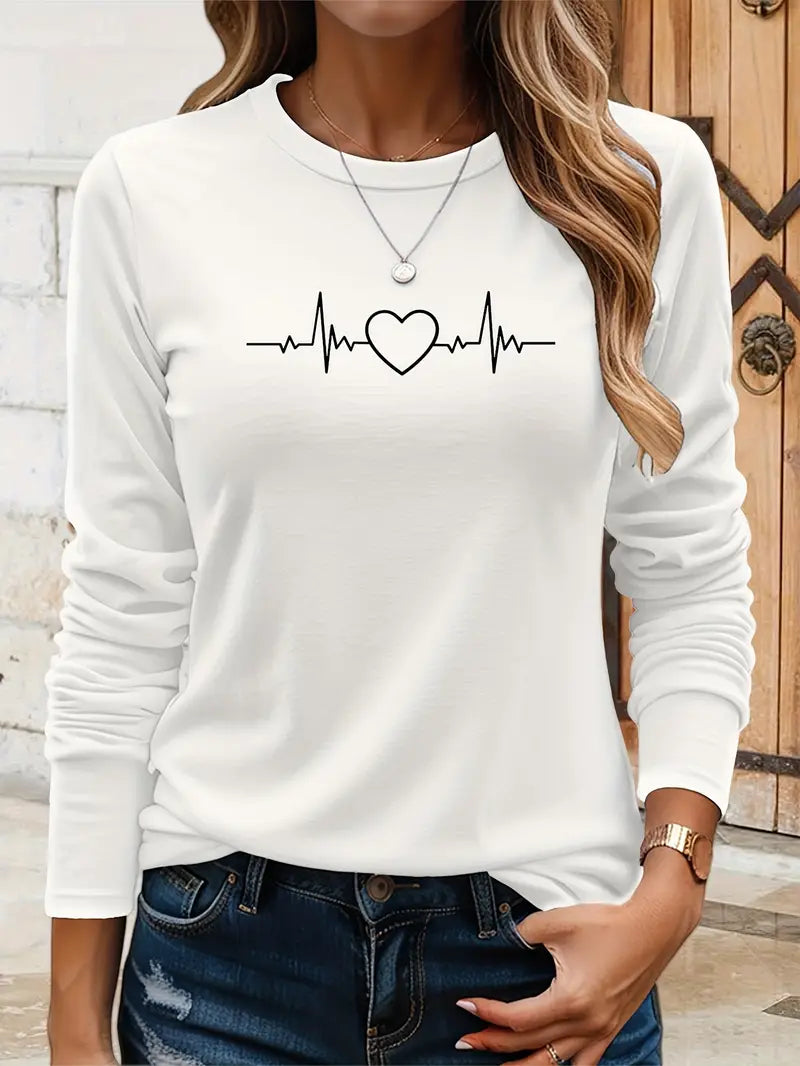 Heartbeat Graphic Sweatshirt | Stöd bröstcancer