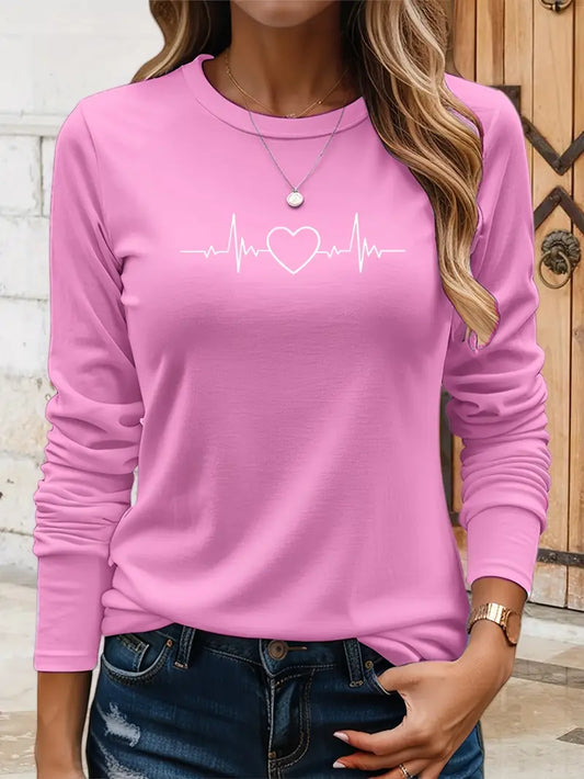 Heartbeat Graphic Sweatshirt | Stöd bröstcancer