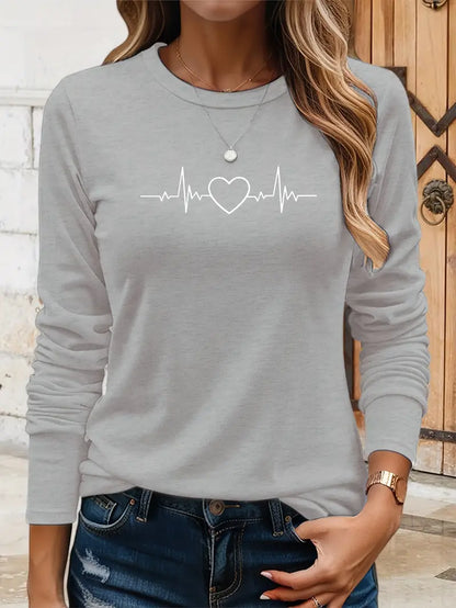 Heartbeat Graphic Sweatshirt | Stöd bröstcancer