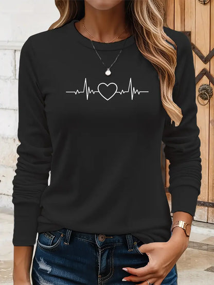 Heartbeat Graphic Sweatshirt | Stöd bröstcancer